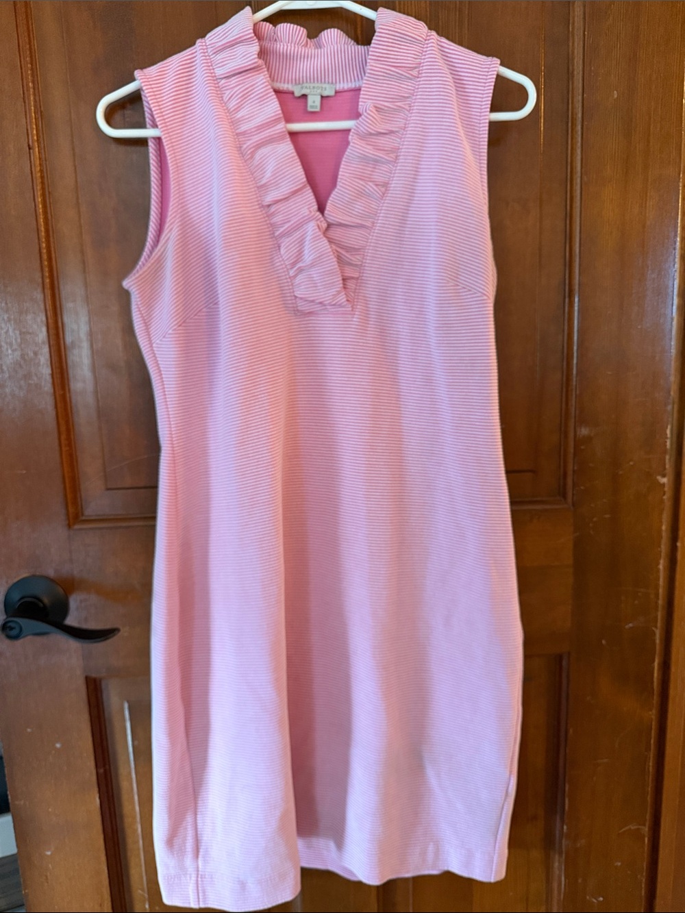 Talbots Pink Sleeveless Ruffle V-Neck Shift Dress